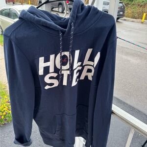 Hollister Men's Dark Blue Hoodie Sweater